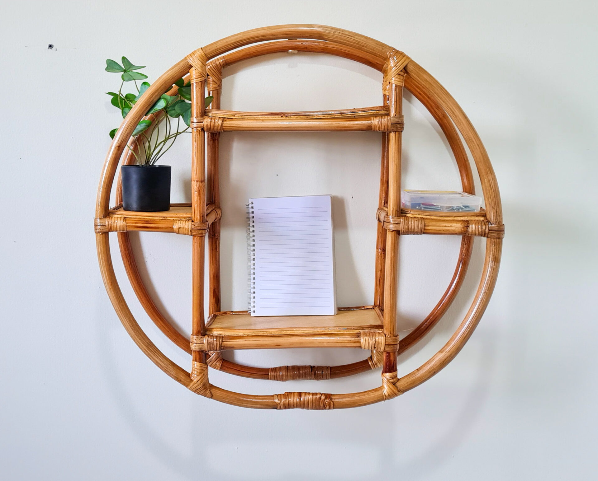 Four Tier Round Rattan Wall Shelf - BambooPlusWood - Free Worldwide Delivery